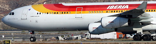 Airbus A340 de Iberia, en Madrid-Barajas / foto: José Ramón Pérez Ebrí