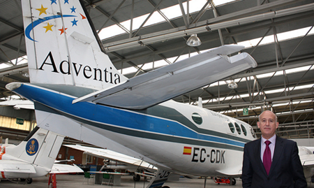 Uno de los aviones de Adventia,ubicada en Salamanca