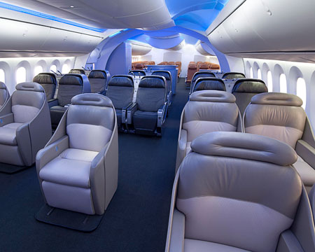Interior de un 787 Dreamliner