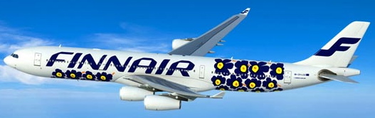 Imagen del 340 decorado con el famoso icono de Marimekko / Foto: finnair