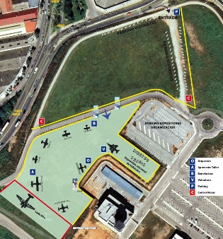 Plano de la zona del Aeropuerto de Sabadell reservado para la exhibición