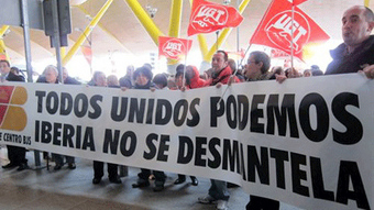 Imagen de los trabajadores de Iberia en huelga