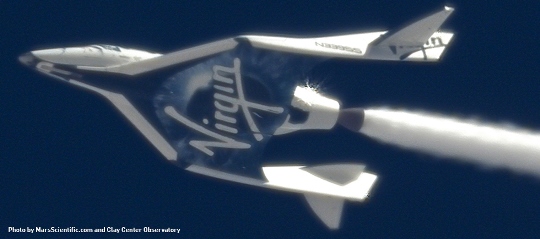 El SpaceShipTwo durante un vuelo de prueba