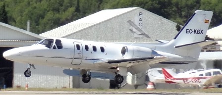 Un jet Cessna Citation, en el aeropuerto de Sabadell