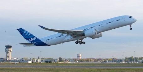 El segundo A350, al iniciar su primer vuelo / Foto: Airbus