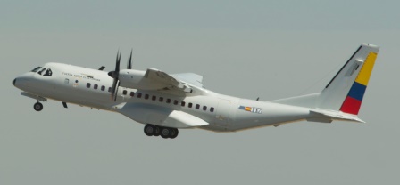 El primer C295 de Ecuador, despegando del aeropuerto de Sevilla