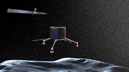 Rosetta y la sonda Philae, en una recreación que esta tarde es realidad