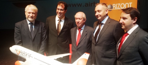 Air Horizont se presentó el pasado 27 de enero. A la izquierda el consejero de Economía, Francisco Bono / Gobierno de Aragón