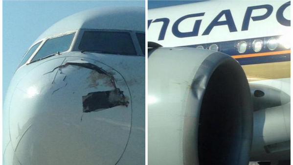 Imágenes de algunos de los daños que tuvo el avión