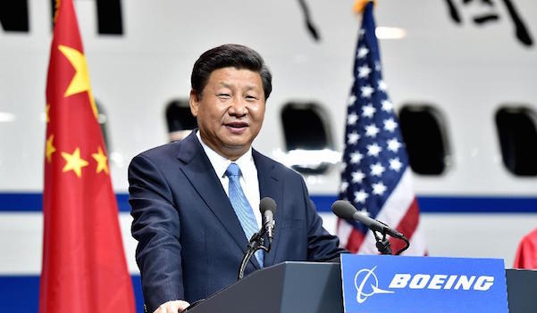 Xi Jinping, en la fábrica de Boeing, en Everett