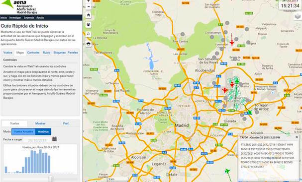 Captura de pantalla de la información que se ofrece del Aeropuerto de Madrid-Barajas