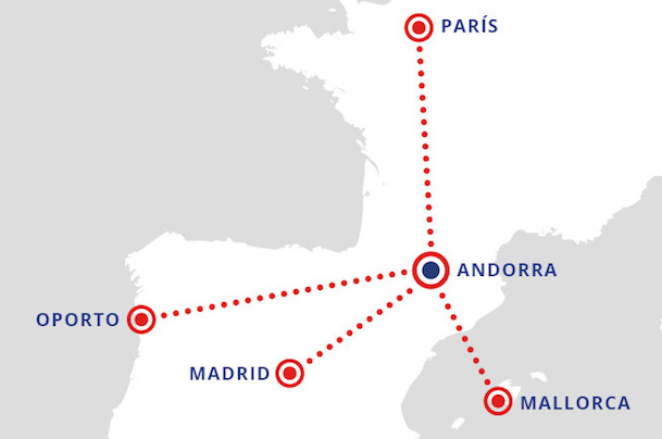 Las primeras rutas que Andorra Airlines realizará