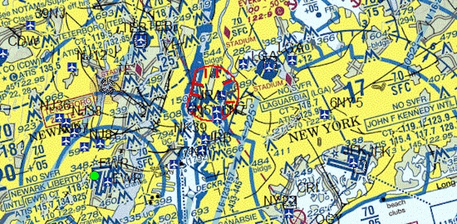 Mapa del TFR publicado en la web de la FAA