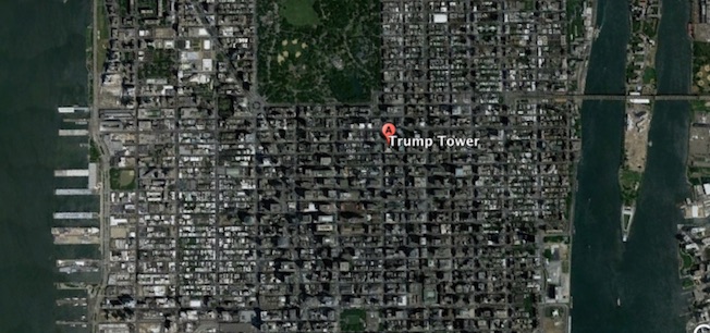 La Torre Trump está cerca de la zona sur de Central Park / Google Earth